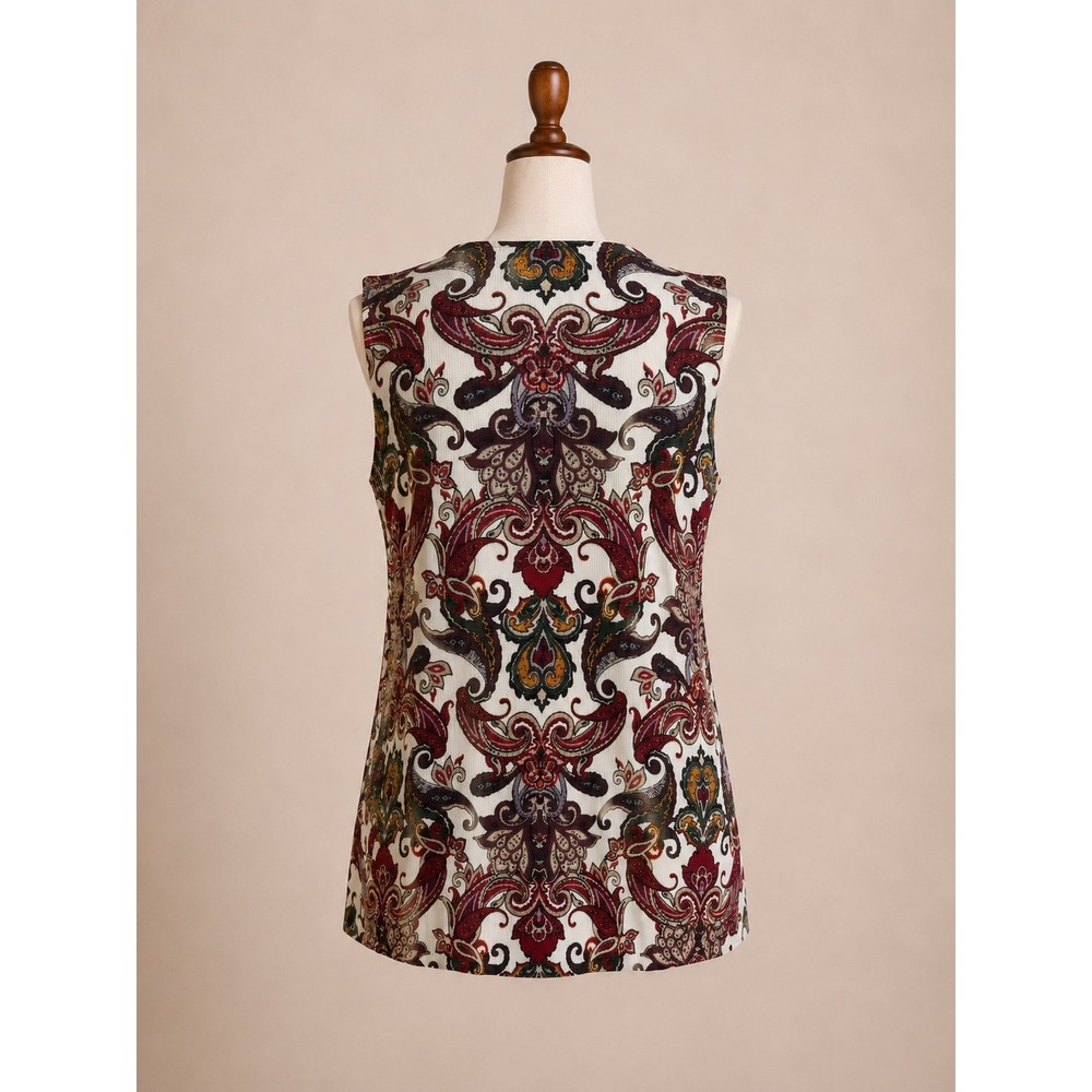 Chicos Whimsigoth Tapestry Paisley V Neck Tank Top Dark Romantic Festival Shell - Picture 5 of 8